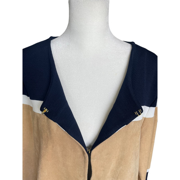 Chicos Travelers Collection Size 3 Mature Suede Colorblock Womens Cardigan XL 16 - Picture 7 of 9